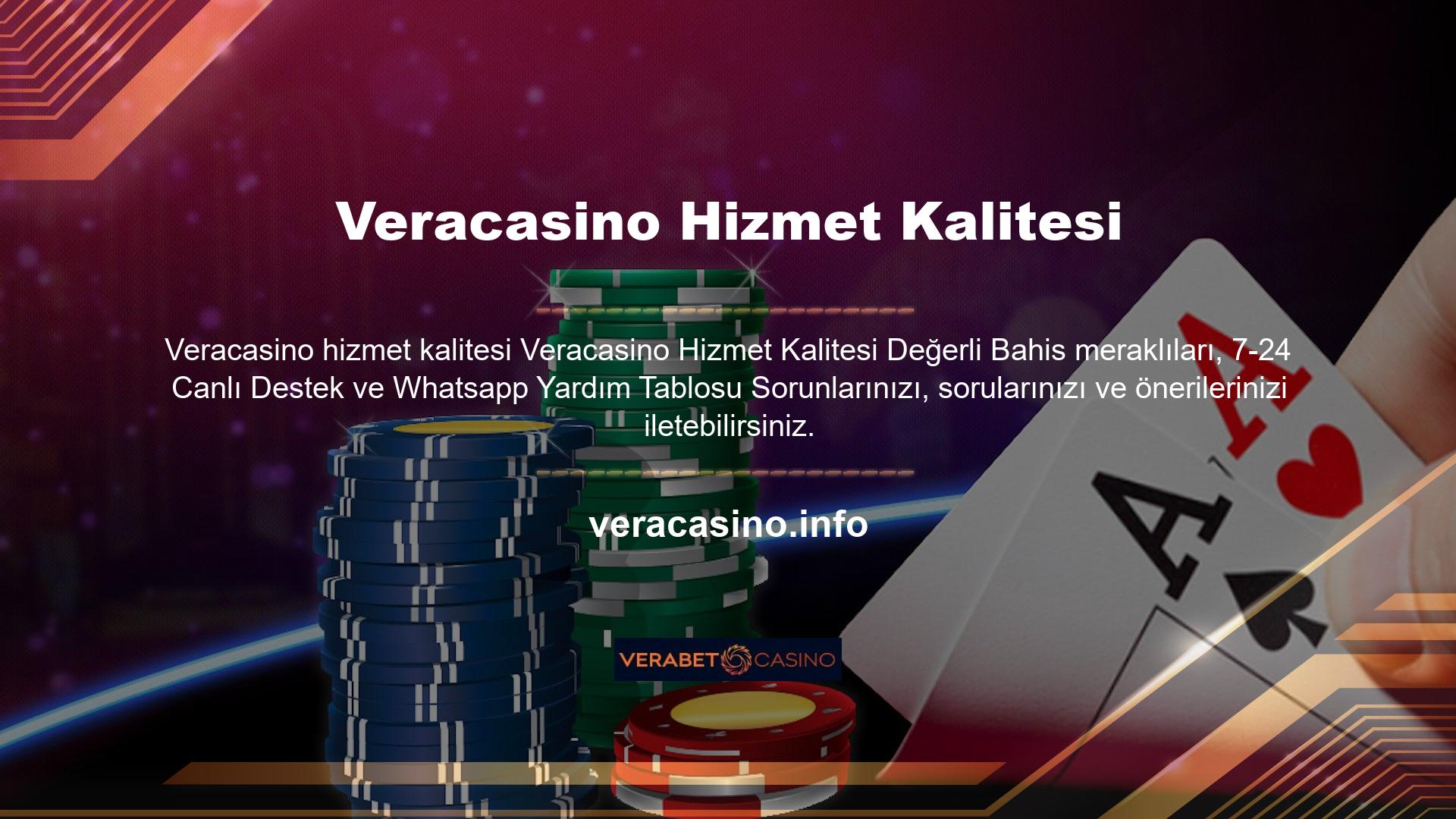 Veracasino profesyonel ve kaliteli bahis hizmetleri sunmaktadır